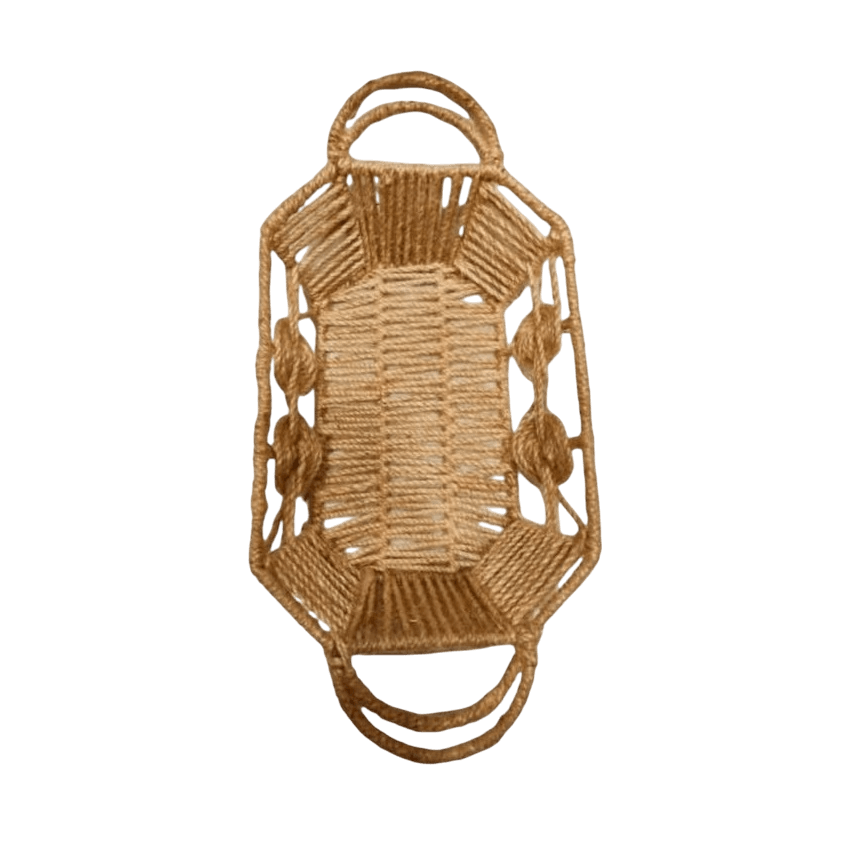 IRON & JUTE FRUIT BASKET HOLDER (NATURAL)